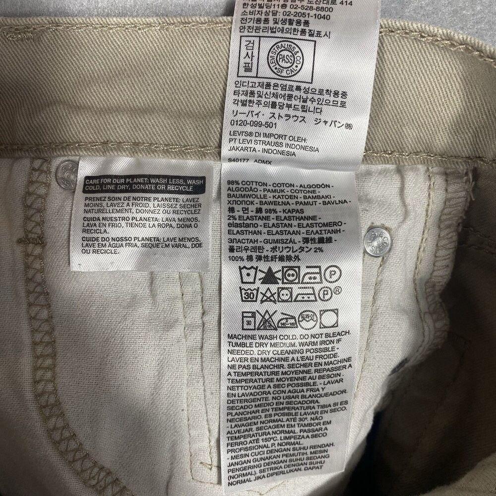 Levis 513 Jeans Mens 30x32 Slim Fit Straight Beige Khaki Denim Pants 06890-110 - Picture 8 of 13